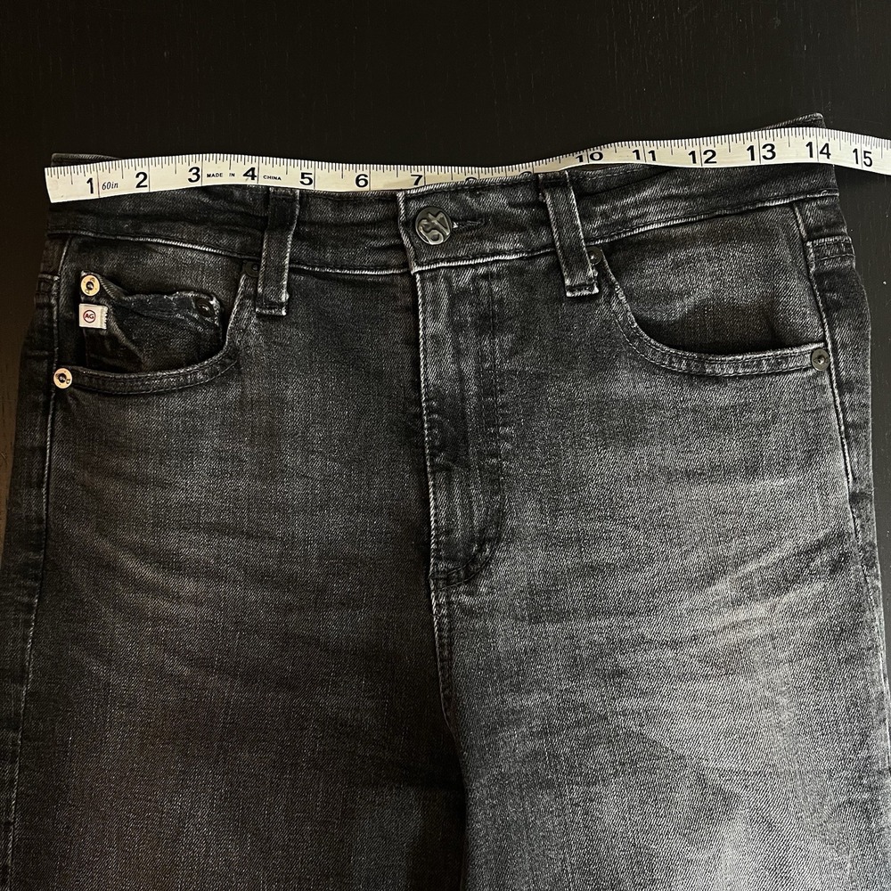 AG Saige High Waist Straight Leg Jeans Womens Size 27‎ Faded Black Gray - Picture 10 of 13